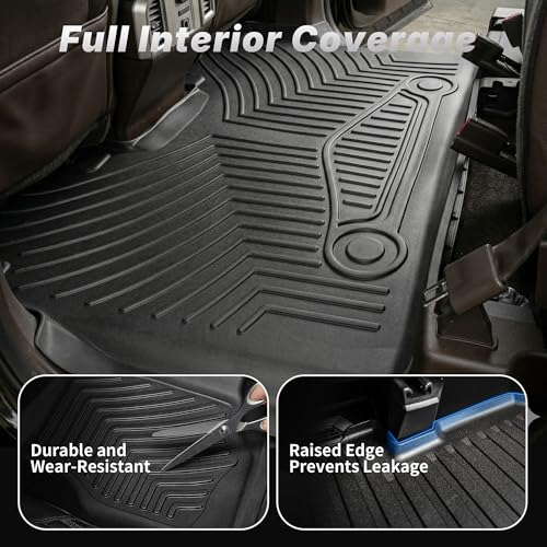 OEDRO Floor Mats Fit for Ford F-150 SuperCrew Cab 2026-2015 with 1st Row Bench Seats, TPE All-Weather F-150 Floor Liners Includes 1st and 2nd Row, Black - style: 15-26 F150 Crewcab Bench Seat