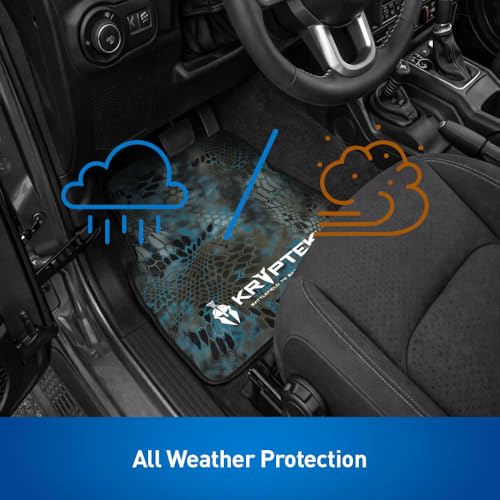 Coverking Universal Car Floor Mats Set of 2 (Front Driver and Passenger) Kryptek Neptune Camo - All-Weather Protection for Mud, Dirt, Rain, Spills, Non-Slip Backing, Fits Cars Trucks SUVs Jeeps - style: Kryptek Neptune