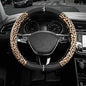 Road Comforts Leopard Steering Wheel Cover for Women, Cute Anti-Slip Microfiber Leather, Fits D Shape Flat Bottom Steering Wheel 14.5-15 Inch - Black - color: D Shape-Black