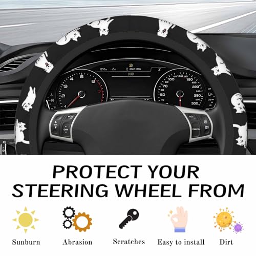 Steering Wheel Cover Accessories Neoprene Cover, Breathable Non-Slip Easy to Install Suitable for Women Men, 14.5-15.5 Inch for Car SUV Van Truck Universal - Lazy Kitten - color: Lazy Kitten
