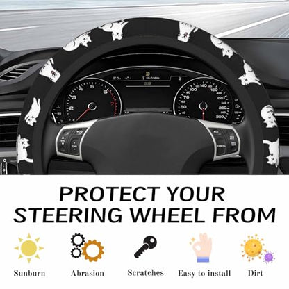 Steering Wheel Cover Accessories Neoprene Cover, Breathable Non-Slip Easy to Install Suitable for Women Men, 14.5-15.5 Inch for Car SUV Van Truck Universal - Lazy Kitten - color: Lazy Kitten