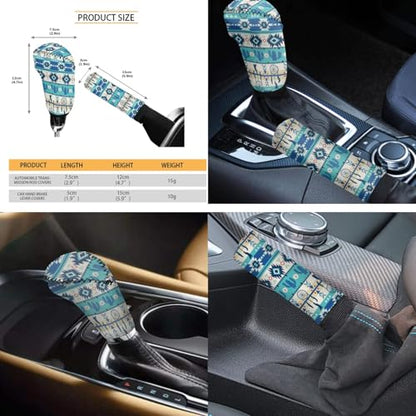 Horeset Aztec African Tribal Pattern Car Seat Covers Full Set, Protector Seats with Car Seat Headrest Cover,Lanyards Key Chain,Auto Cup Pad,Gear Shift Knob and Handbrake Cover - color: Aztec African Tribal