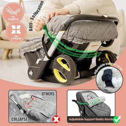 ACRABROS Car Seat Cover Baby: Winter Infant Carseat Canopy for Boy Girl Newborn, Zipper Peeping Window, Warm Cozy Cold Weather Waterproof Fitted, Heather Grey - color: Heather Grey
