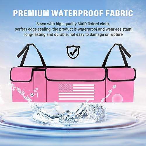 Turcee Car Trunk Organizer,Large Capacity Car Storage Organizer with US Flag Design,Hanging Foldable Car Organizers and Storage Car Interior Accessories (Pink) - color: Pink