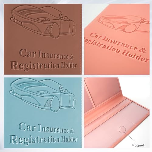 Car Registration & Insurance Card Holder Leather Auto Glove Box Organizer Document Wallet with Magnetic Shut - color: Brown-Upgraded