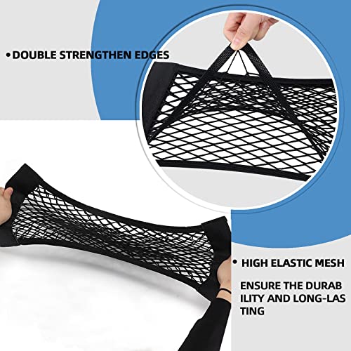 Universal Mesh Cargo Net for Car Trunk Storage,Elastic Small Automotive Cargo Net Pocket Wall Sticker Organizer Pouch Bag Storage for SUV,2 Pack with Tape Stickers - size: 15 x9.5 inch