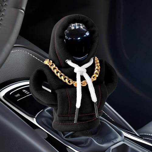 Gear Shift Hoodie,Car Gear Shift Cover,Funny Shift Knob Cover,Universal Fit Hoodie Car Decor,Automotive Interior Accessories for Gift (Black) - color: Black