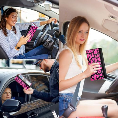 Car Registration and Insurance Holder with Magnetic Closure, Universal Document Organizer for License, Insurance Cards & Glove Box Storage (Leopard-Glitter Hot Pink) - color: Leopard-Glitter Hot Pink