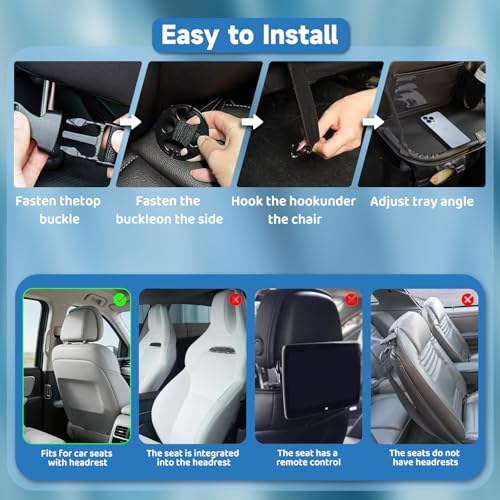 Car Seat Back Organizer with Foldable Table Tray Back of Seat Car Organizer with Touch Screen Phone Holder Premium Pu Leather Material for Kids, Pets & Travel Accessories(1 Pack)