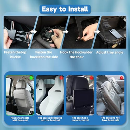 Car Seat Back Organizer with Foldable Table Tray Back of Seat Car Organizer with Touch Screen Phone Holder Premium Pu Leather Material for Kids, Pets & Travel Accessories(1 Pack)