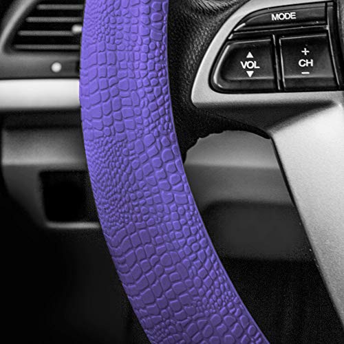 FH Group Universal Fit Silicone Snake Pattern with Massaging Grip Steering Wheel Cover fits most Cars, SUVs, Trucks, and Vans Purple - color: Purple