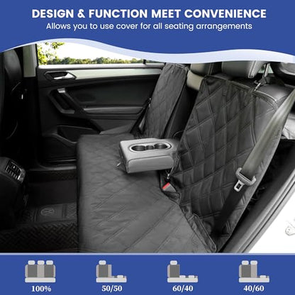 XL Back Seat Cover for Full‑Size Trucks Rear Bench, Zippered Center Armrest Opening, Heavy Duty 900D Waterproof Non‑Slip Car Seat Protector for Messy Kids & Drooling Dogs, Easy Clean (Black) - size: X-Large-60"W