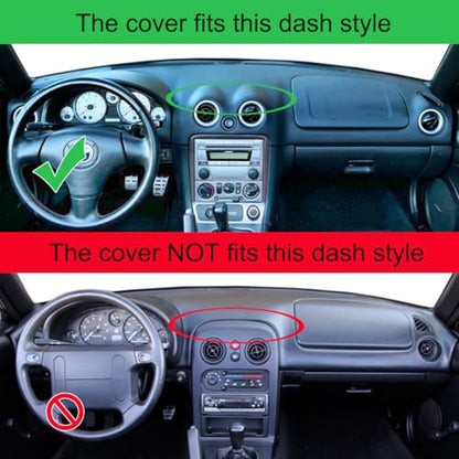 Dash Cover Mat Custom Fit for Mazda Miata Dashboard Pad Cap Carpet Protector K332 (Black) - color: Black