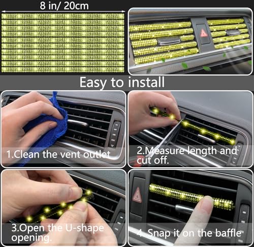 NBTEPEM 27 PCs Yellow Bling Car Accessories Set for Women, Steering Wheel Covers Universal Fit 15 Inch, Bling License Plate Frame, Bling Phone Holder, Bling Car Coasters (Yellow Diamond) - color: Yellow Diamond