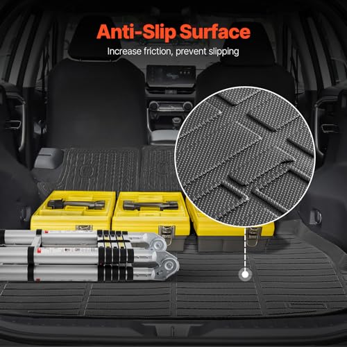 VEVOR Cargo Mats Compatible with Toyota RAV4 2019-2024, Custom Fit TPE Cargo Liner Set for SUVs, Trunk and Rear Back Seat Protector Replacement, Black, Trunk Mat and Backrest Mats - style: Toyota RAV4 2019-2024