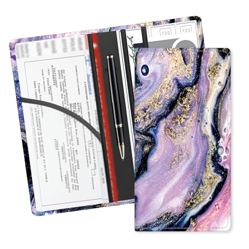 Leather Car Registration and Insurance Card Holder, Cute Car Accessories Vehicle Glove Box Car Organizer for Documents, Cards, License Blue Marble - color: Blue Marble
