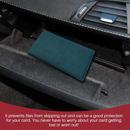 Car Registration and Insurance Holder, Registration and Insurance Card Holder, Auto Glove Box Organizer with Magnetic Shut, PU Leather Automobile Documents Wallet for Cards (Dark Blue) - color: Dark Blue