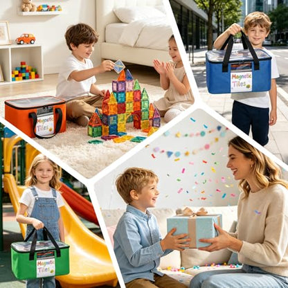 3 PCS Magnetic Tiles Storage Bag, Toy Storage Bags With Visual Top Flap, Label Pocket and Mesh Pockets Fit for LEGO, Building Blocks, Magnetic Tiles, Toy Cars - size: 3PCS(3 Large）