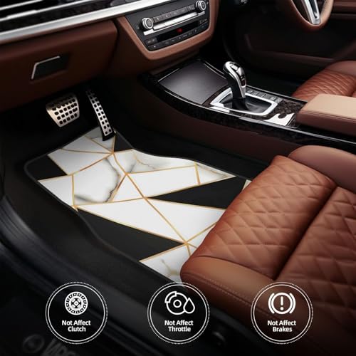 Universal Fit Car Floor Mats, White and Black Marble Abstract Modern Crack Geometric Pattern Set of 4pcs Car Carpet Fit for SUV, Vans, Sedans, Trucks - color: Marble