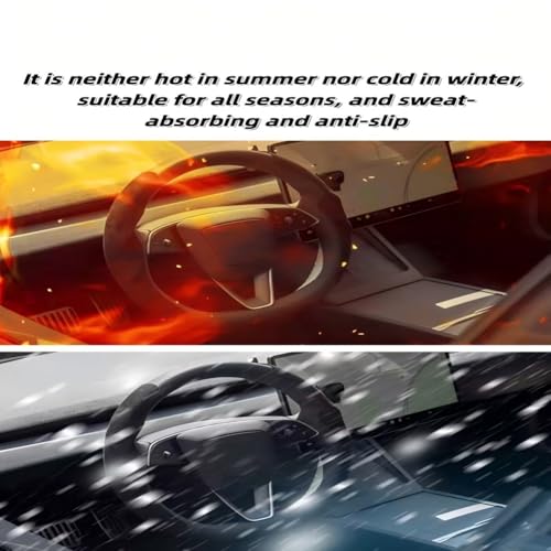 for Tesla Model 3/Y 2016-2025 2026 Juniper/Highland Steering Wheel Cover Suede Steering Wheel Protector Auto Non Slip Grip Function Accessories (Pink) - color: Pink