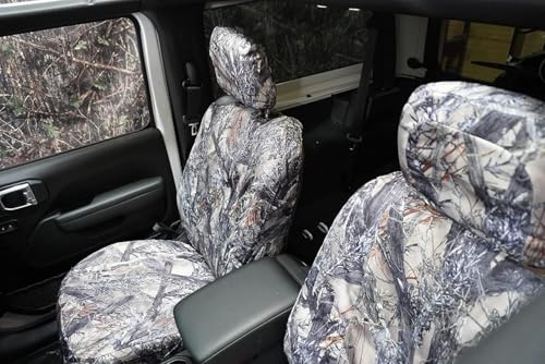 Durafit Seat Covers J1662-MC2C Compatible with 2018-2024 Jeep Wrangler, Gladiator and Willy 4 Door Front Buckets with Adjustable headrests. Waterproof Camo Endura