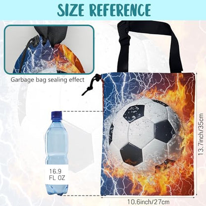 Car Garbage Bag Soccer Ball with Water and Fire Drawstring Car Trash Bag Hanging for Back Seat with Adjustable Buckle Canvas Vehicle Trash Can Easy-to-Install - color: Soccer Ball with Water and Fire