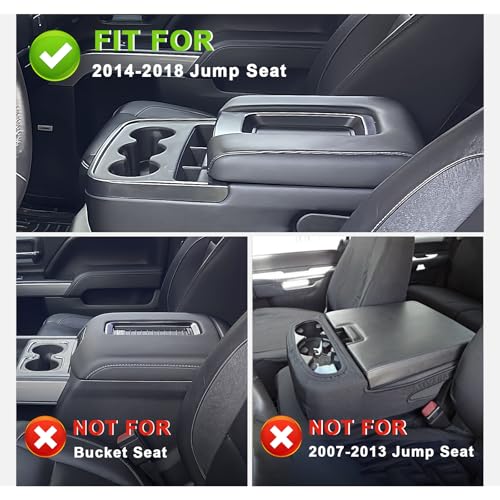 Center Console Armrest Cover Fit for Chevy Silverado & GMC Sierra 1500 2500 3500HD 2014-2018 Accessories, Comfort Armrest Pad Console Lid Cushion Vegan Leather 1-Inch Thick(Split Bench Seat) - size: 1) 14-18 |Silverado & Sierra| Jump Seat, +Thick