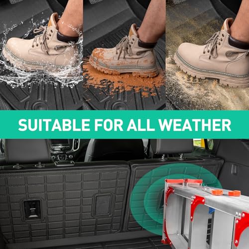 Car Floor Mats for Chevy Equinox & for Gmc Terrain: 2018 2019 2020 2021 2022 2023 2024 All Weather Rear Backrest Mats for Equinox 18-24 Rubber Black Trunk Liner Accessories for Terrain TPE Mats(6PCS)