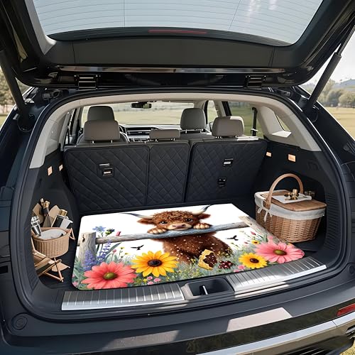 Universal Car Trunk Mat 29" x 39", Cute Highland Cattle All Weather Trunk Protection Cargo Liner, Durable Cargo Mat Rear Trunk Liner, Stylish Vehicle Interior Accessories Suitable for Most Car Models - color: Cute Highland Cattle