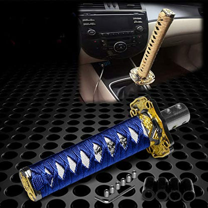 JDMBESTBOY Samurai Sword Blue White Shift Knob Shifter Alloy Katana Adapter Universal 26cm - color: Blue White, size: 26cm