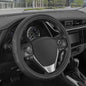 Motor Trend GripDrive Faux Black Leather Steering Wheel Cover for Car Truck Van SUV, Small 14 inch Size, Solid Black Stitched Car Steering Wheel Cover Vehicle & Auto Accessories