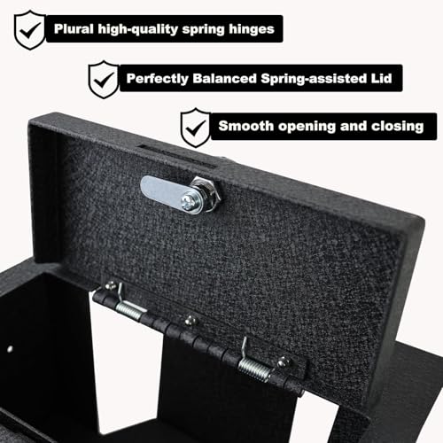 KEREN Center Console Gun Safe - Console Gun Vault Compatible with Ford F250 Super Duty 2023-2026, High Security Armrest Lock Box with Fingerprint Lock with Key - size: Fingerprint Lock With Key