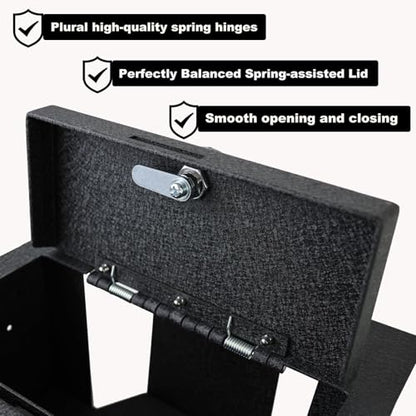 KEREN Center Console Gun Safe - Console Gun Vault Compatible with Ford F250 Super Duty 2023-2026, High Security Armrest Lock Box with Fingerprint Lock with Key - size: Fingerprint Lock With Key