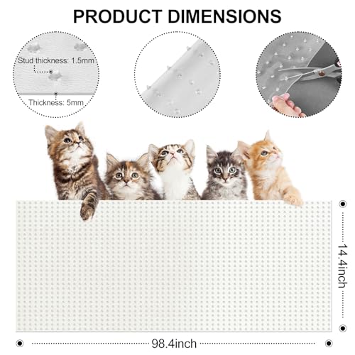 Carpet Protector for Pets 14.4in*8.2FT Cat Scratch Carpet Protector Mat for Doorway Clear Plastic Runners with Spikes to Protect Under Door Carpet Rug Anti Cat Scratch Carpet Stopper Easy to Cut - size: 14.4in*8.2FT