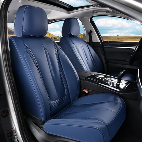 Coverado Car Seat Cover Front Seats, Blue Seat Covers Front Seats, Nappa Leather Waterproof, Car Seat Cushion, Car Seat Protector Universal Fit Most Cars - color: Z-Blue, size: Front