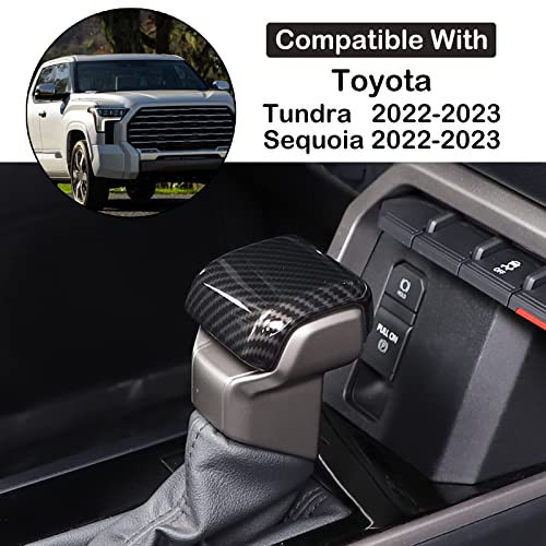 Aunginsy Car Gear Shifter Hand Brake Trim Cover Compatible with Toyota Tundra 2022+, Sequoia 2023+ & Tacoma 2024+, ABS Automatic Center Console Gear Shift Head Knob Scratch Protector Cover Accessories - color: Carbon Fiber Pattern(A)