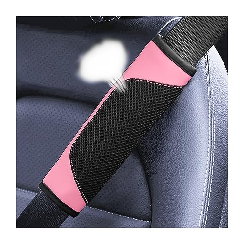 BESULEN Car Seat Belt Pads Cover, 2 Pack Leather Mesh Universal Seatbelt Shoulder Strap Protector, Soft Harness Pad Safety Belt Cover for Comfortable Driving, Car Interior Accessories (Pink) - color: Pink