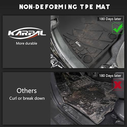 KARPAL Floor Mats & Truck Bed Mat for 2020-2025 2026 Jeep Gladiator JT, All Weather TPE Custom Fit Floor Liners Car Mats Accessories, Front & 2nd Row & Cargo Liner - style: 2020-2026 | For Jeep Gladiator | Combo Set