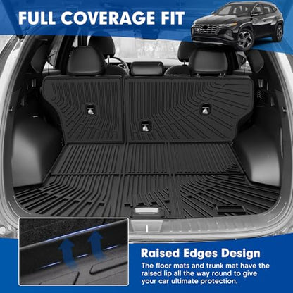 Mixsuper Cargo Liner for Hyundai Tucson 2022-2025 2026 Gas (Non for Hybrid& Plug-in Hybrid), All Weather Trunk Mat Backrest Mat TPE Back Seat Cover Protector for Tucson Accessories - size: 22-26 |Tucson| Cargo & Backrest Mat