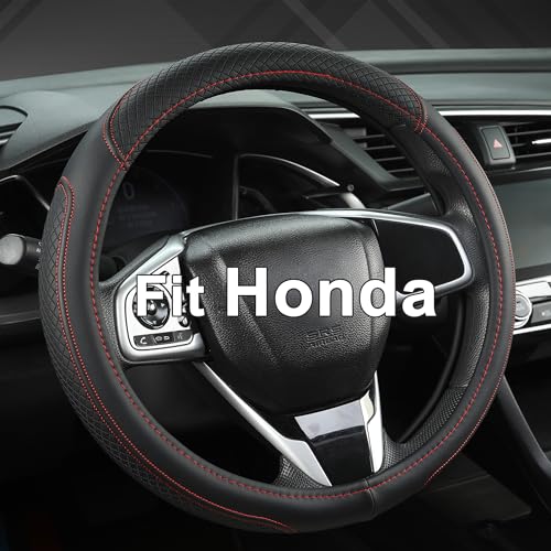 West Llama Customized Auto Car Steering Wheel Cover for Honda Accord Civic CR-V HR-V Pilot Fit Passport Odyssey 14.5-15inch(Black+Red Line-Standard Size) - color: B-Black+Red Line, size: Standard Size (14½''-15'')