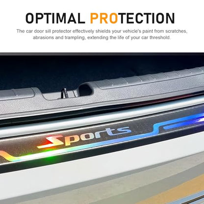 5 PCS Car Door Sill Protector, Anti-Scratch Rear Trunk Bumper Strip, Laser Car Door Edge Guards, Waterproof Threshold Trim Stickers, Universal for Cars Trucks SUVs (Black)