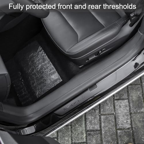 for Tesla Model 3 Highland 2024 2025 Door Sill Protector Front and Rear Door Entry Guard Carpet Pedal Kick Protection Strip Interior Accessories (2 Packs)