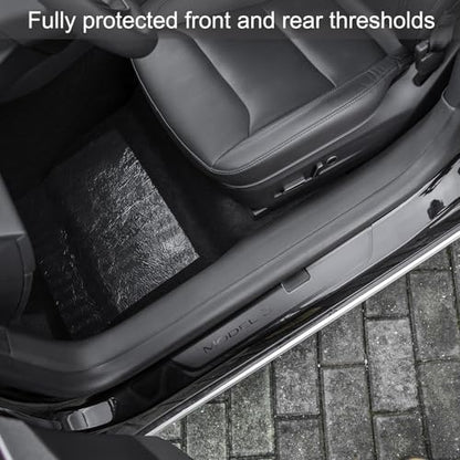 for Tesla Model 3 Highland 2024 2025 Door Sill Protector Front and Rear Door Entry Guard Carpet Pedal Kick Protection Strip Interior Accessories (2 Packs)