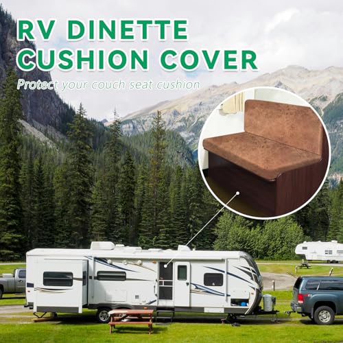 molasofa Leather Like RV Dinette Cushion Covers, RV Booth Seat Cover Stretchable Camper Cushion Couch Covers Washable Slipcovers for RV Camper Car Bench (1 Backrest Cover & 1 Bench Cover, 06Brown) - color: 06brown, size: 1 Bench Cover & 1 Backrest Cover