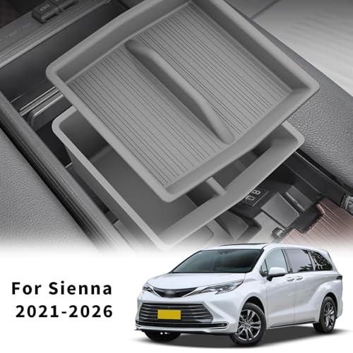 Center Console Organizer for Toyota Sienna 2021-2026, Armrest Box Secondary Tray Storage Silicone Armrest Box Insert Organizer (Gray) - size: Center Console Organizer