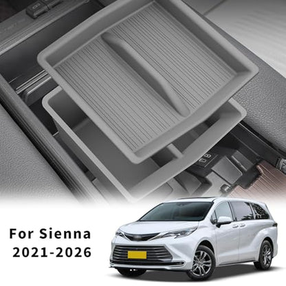 Center Console Organizer for Toyota Sienna 2021-2026, Armrest Box Secondary Tray Storage Silicone Armrest Box Insert Organizer (Gray) - size: Center Console Organizer