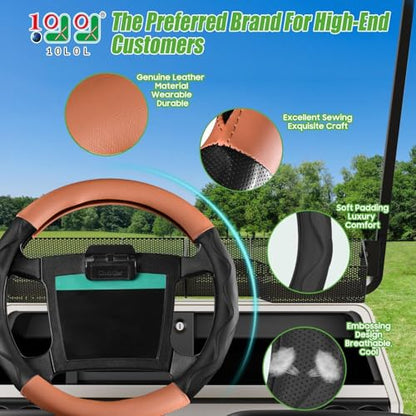 10L0L Golf Cart Steering Wheel Cover for Yamaha, Club Car DS & Precedent 1981-up, 14 Inch Black Brown - color: Black Brown