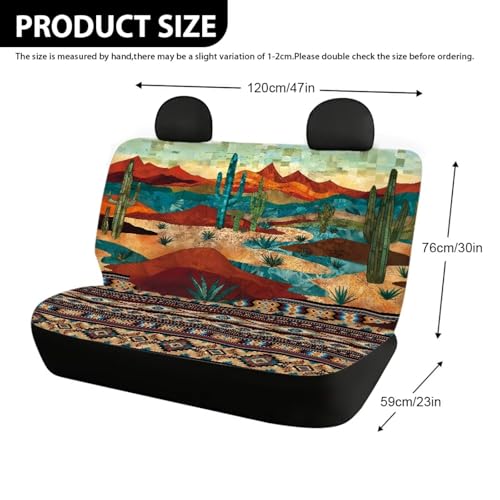 WELLFLYHOM Tribal Cactus Car Seat Cover Rear Bench Seat Covers for Truck SUV Aztec Universal Fit Car Accessories Auto Bench Seat Cover - color: Tribal Cactus