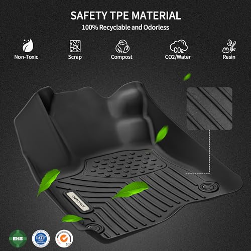 OEDRO Floor Mats Fit for 2015-2025 2026 Ford Mustang, Unique Black TPE All-Weather Guard Includes 1st and 2nd Row: Front, Rear, Full Set Liners - style: 15-21 Ford Mustang