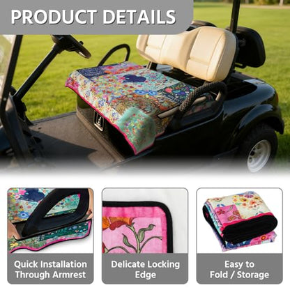 Golf Cart Seat Covers, Universal Golf Cart Seat Towel Blanket for Yamaha, EZGO, Club Car, Icon and More 2-Seat Carts, 100% Microfiber Keeps Seat Comfortable and Clean - color: quilt